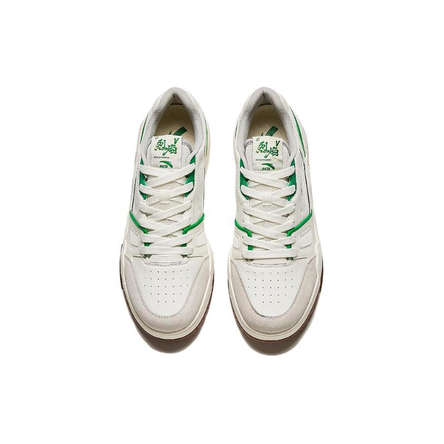 New Anta Flame 5 Wear Resistant Low Top Skateboard Shoes Men's White Green 112428081-2