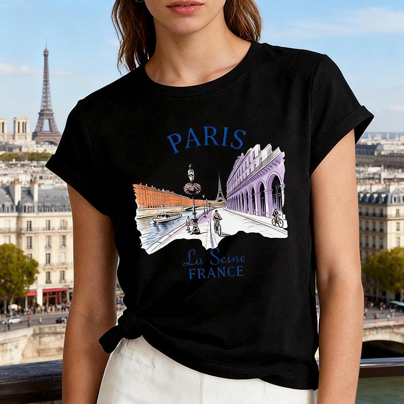 

Funny Gothic T Shirt Womens Casual Print Long Sleeve TShirt Crew Neck Top Tee Fashion Trend Paris Letter Print Shirt Tshirt 4XL