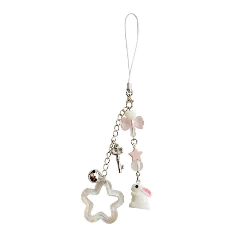 Fashion Star Rabbits Bead Hangings Pendant Phone Charm Lanyard Pocket Keychain Strap Bag Decoration Wallet Pendants