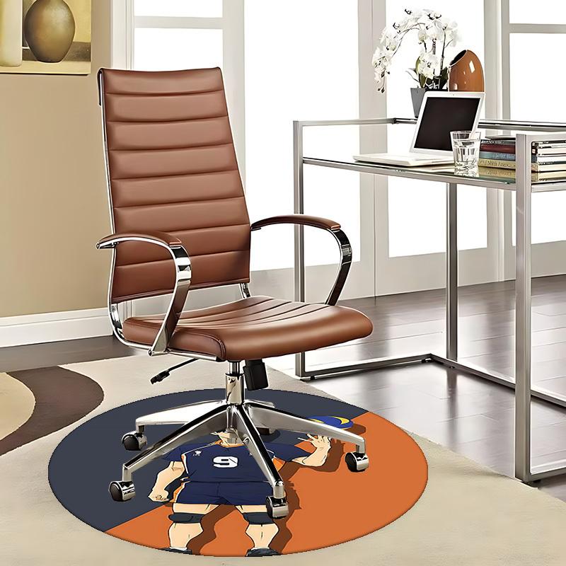 

1pc Haikyuu!! Kageyama Tobio Anime Cartoon Design Round Carpet for Office Chair Mat, Non-Slip Rug Suitable for Home Decor, Living Room, Bedroom, Game 80cm by 80cm