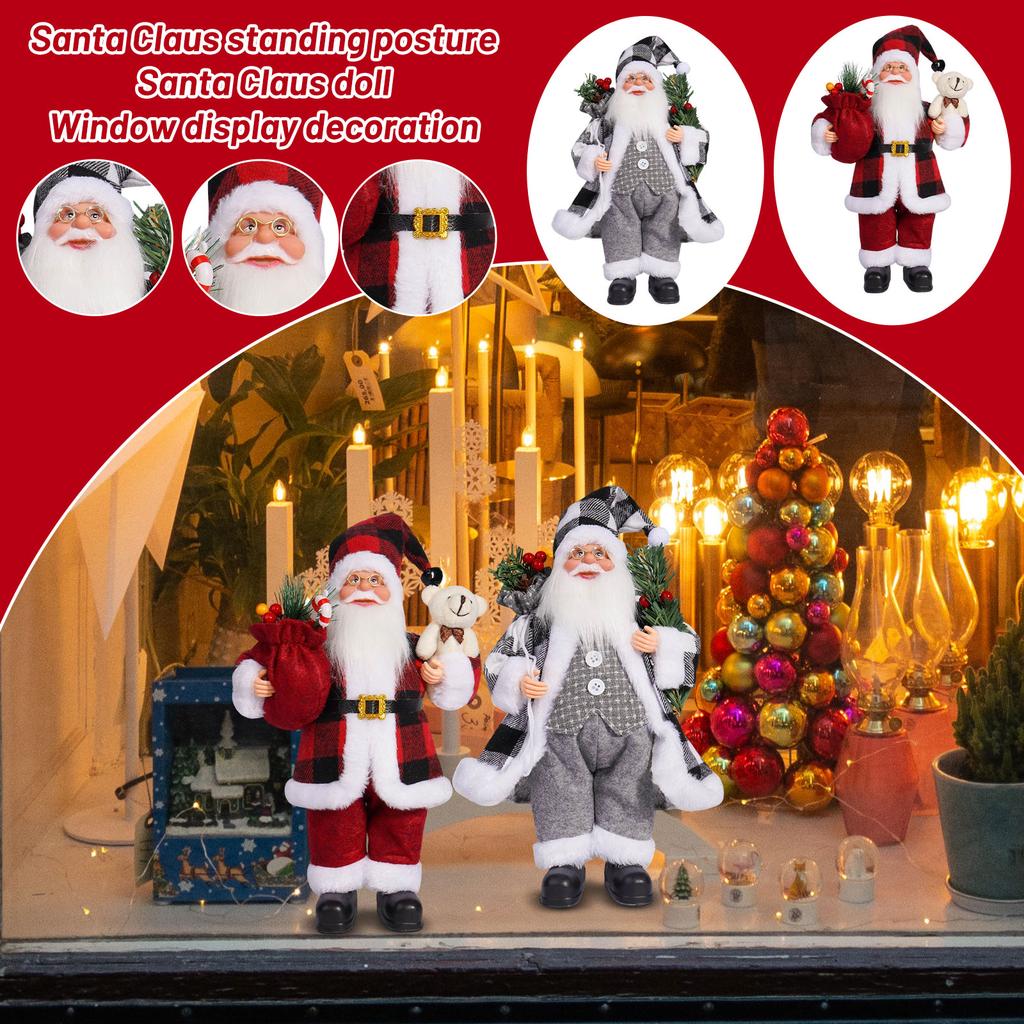 12-inch Figurine, Standing Santa Doll, Window Display Decoration, Gift