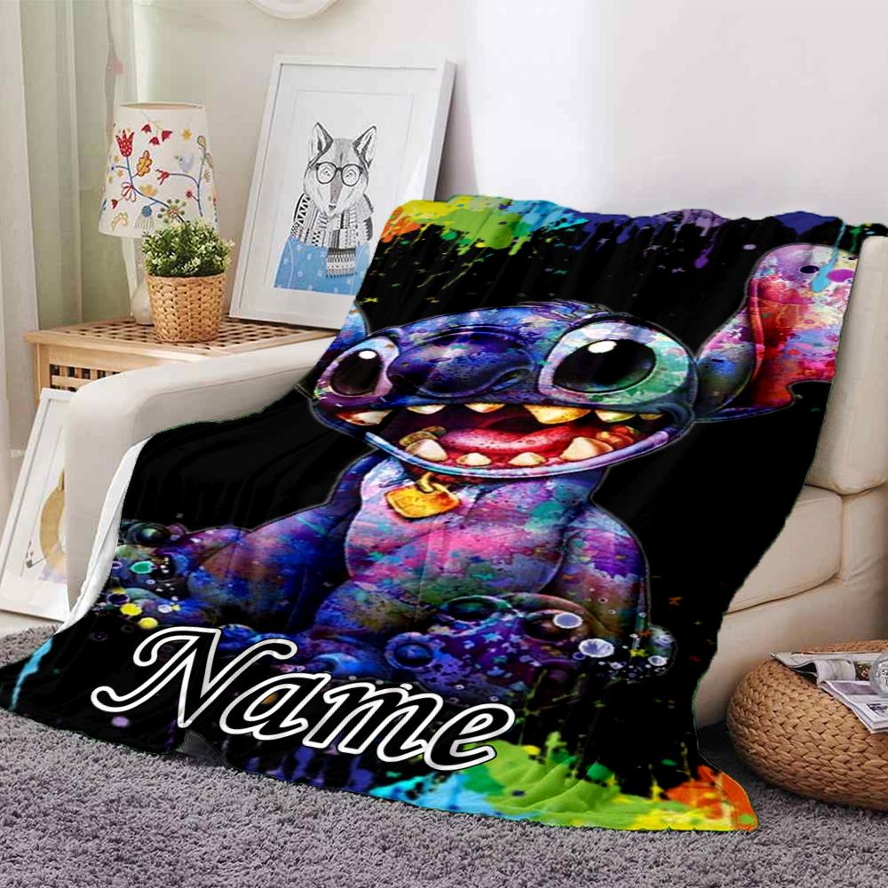 Custom Name Butterflies Stitch's Adventure blanket for Couch & Bed, Plush Cozy Fuzzy Blanket Super Soft & Warm Blankets for Fall and Winter. 0908329