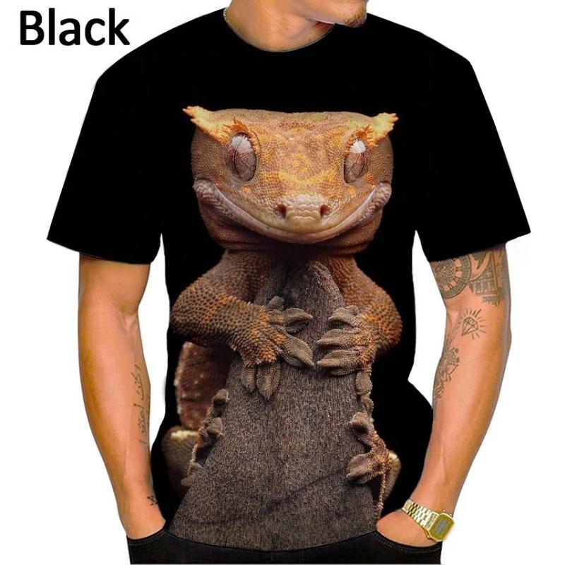 Tricouri cu mânecă scurtă cu imprimeu de șopârle, casual, cu guler rotund, unisex, tricouri cu mânecă scurtă imprimate 3D pentru bărbați și femei