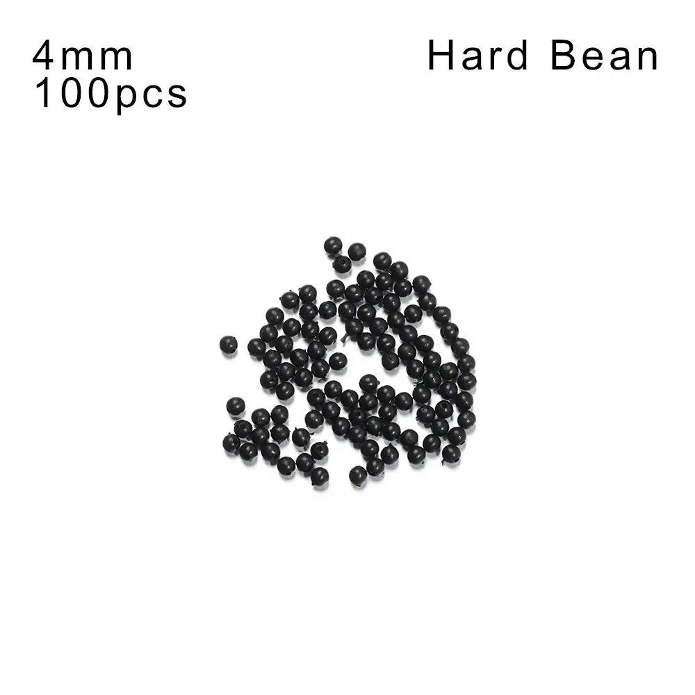 100Pcs Fishing Beads Space Stopper Black 3mm-12mm Round Soft and hard beans Fishing Lures bait Hook Rig Accessories