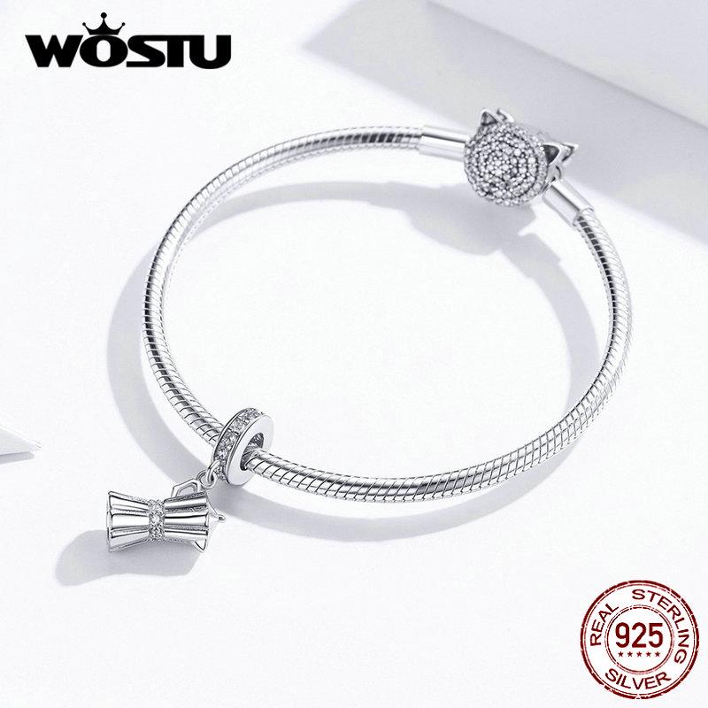 WOSTU Hot Sale Authentic 925 Sterling Silver Coffee Equipments Shape Beads Charms Fit Pendant Bracelet Bangle CQC1287