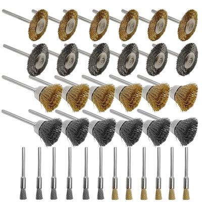 Draht-Radbürsten-Set, 36-teilig/Set, Messing- und Drahtbürsten-Set, Rotationswerkzeug-Zubehör zum Polieren und Reinigen von Werkzeugen