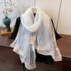 Elagant Shimmer Pearls Striped Hijab Scarf Soft Long Sunscreen Shawl Plain Solid Breathable Foulard Hijab