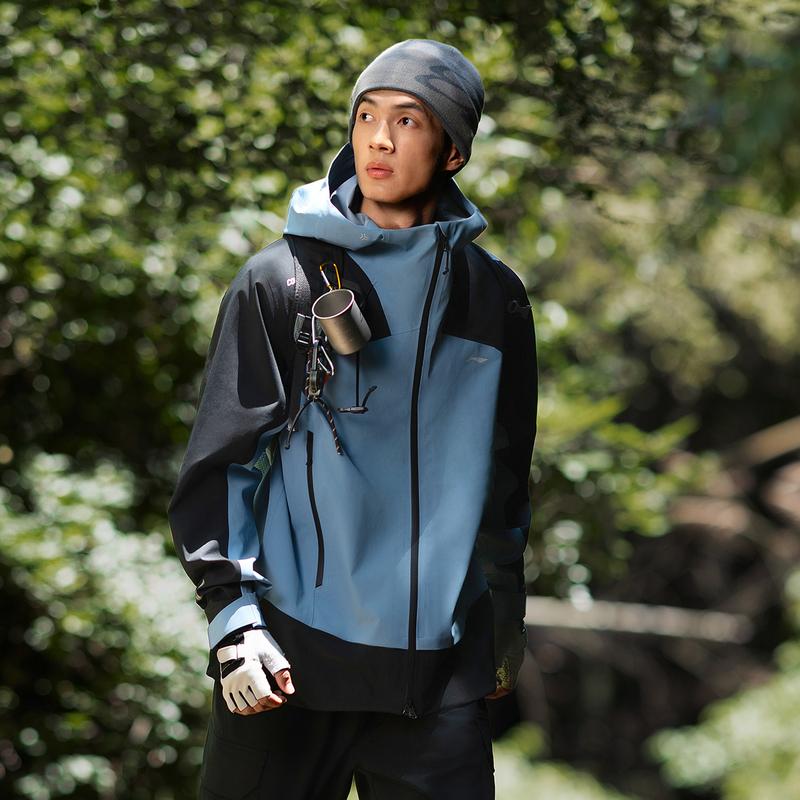 Li-Ning Outdoor CF Letter Logo Printed Loose Zip Windbreaker Jacket Men Jacket AEMV023-2