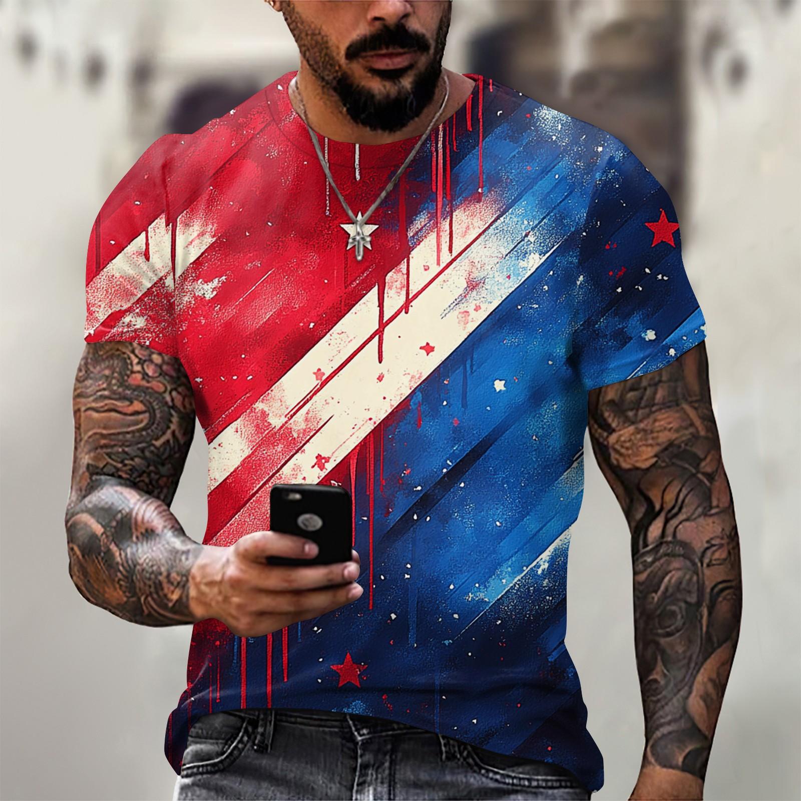 

Летняя мужская популярная футболка с круглым вырезом и коротким рукавом с принтом XXL тёмно-синий