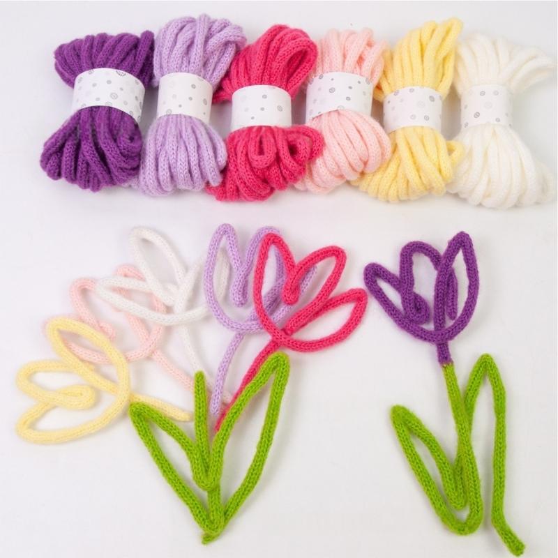 6Rolls Of Multicolored Hollow Braided Cord Rope 5.46Yard Long 7mm Wide Polyester Rope For Art Craft And Home Decoration