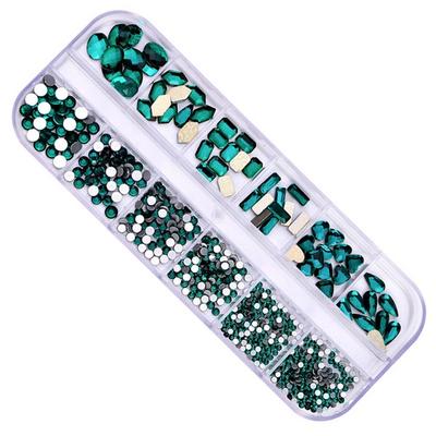 May Brown Glass Nail Crystal Full Stone Nail Parts, 1 Piece, Emerald