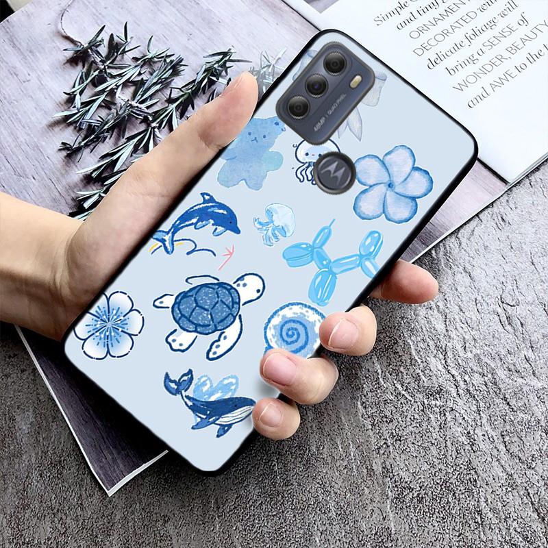 Phone Case For Moto G86 G85 G75 G15 G05 G56 G72 G53 G54 G84 G60 G31 G32 G24 G 5G G Play Sea Summer Dolphin Shark Turtle