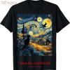 Cat Halloween Van Gogh Starry Night Pumpkin S T Shirt Vintage Top For Everyday Wear Comfortable Homme Stylish Fashion