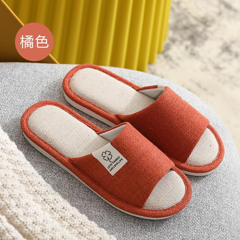 Linen Slippers Women's Summer Indoor Home Sweat-absorbing Home Non-slip Four-season Home Floor Cotton and Linen Slippers Cloth Men