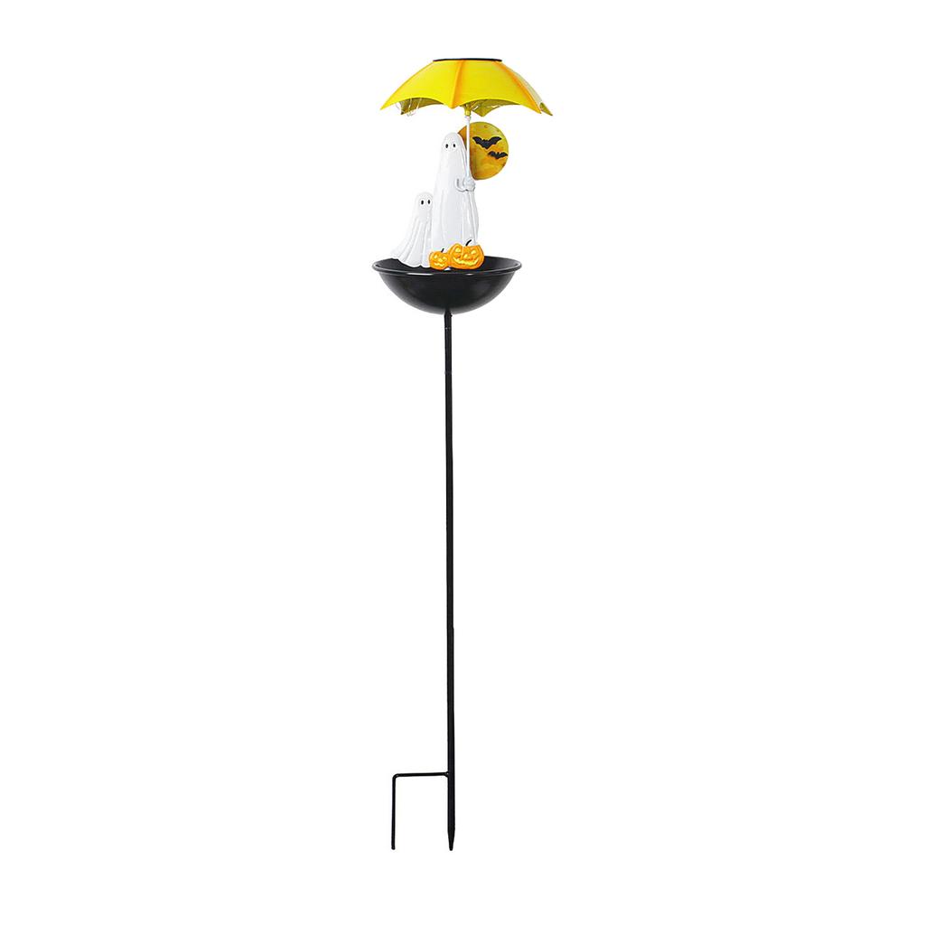 Decorative Wrought Bird Feeder with Umbrella Roof and Ground Stake for Outdoor Garden