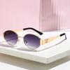 Lunettes de soleil ovales métalliques rétro à monture dorée pour femmes, petit visage, style français