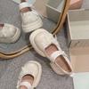 Thick-soled Mary Jane Small Leather Shoes  New Spring and Autumn Heightening Printing French Retro Skirt Single Shoes