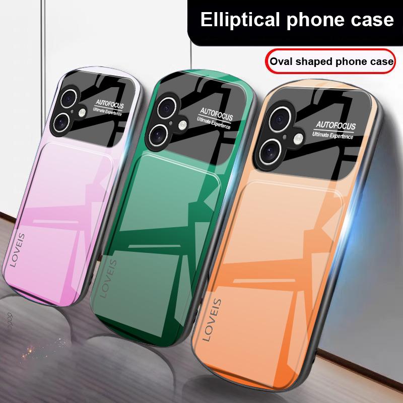 Połączenie fioletowo-niebieskie Dla iPhone 17 16 15 14 13 Plus 12 mini 11 Pro Max XR Xs Max X 7 8 6S 22 20 Eliptyczne szklane etui na telefon