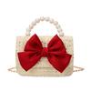 Pu Bow Girl Crossbody Bag Wallet Cute Children Shoulder Bag With Pearl Handheld