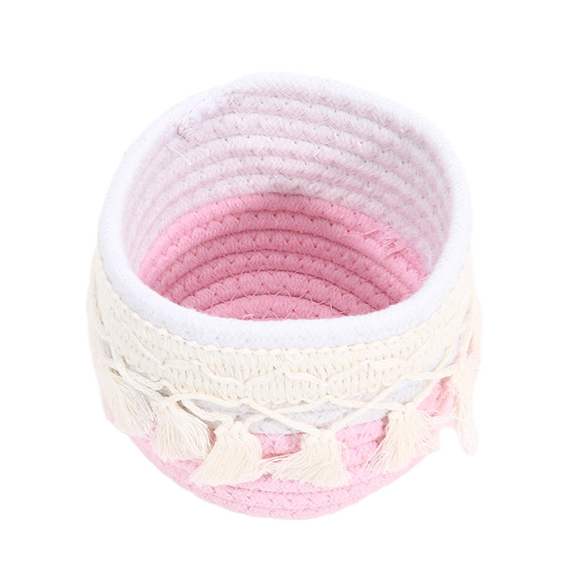 Kosmetický úložný košík Bavlněný pletený držák na štětce na make-up Dekorace do ložnice Organizér Pouzdro Stolní drobnosti Úložný box s třásní