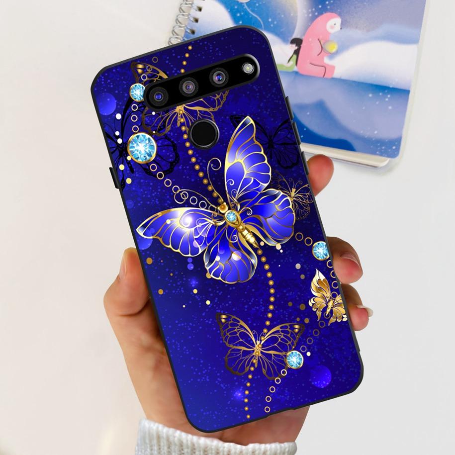 For LG V50 ThinQ 5G Case LM-V500EM Phone Cover Fashion Flower Butterfly Soft Silicone Back Cover For LG V40 V50s Thinq 5G Bumper