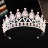 DIEZI 6 Colors Baroque Green Blue Pink Opal Crystal Tiara Crown Women Wedding Elegant Luxury Princess Party Rhinestone Crown