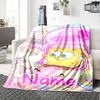 Custom Name Spongebob Forest flannel Blanket for Super Soft Cute Comfort Blanket for Travel Bedding Couch Sofa Blanket