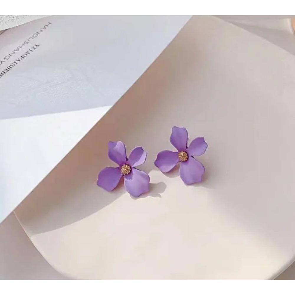 S925 Silver Needle Senior Red Petals Net Red Temperament Cute Small Flower Earrings Female Jewelry Earings Fashion Jewelry