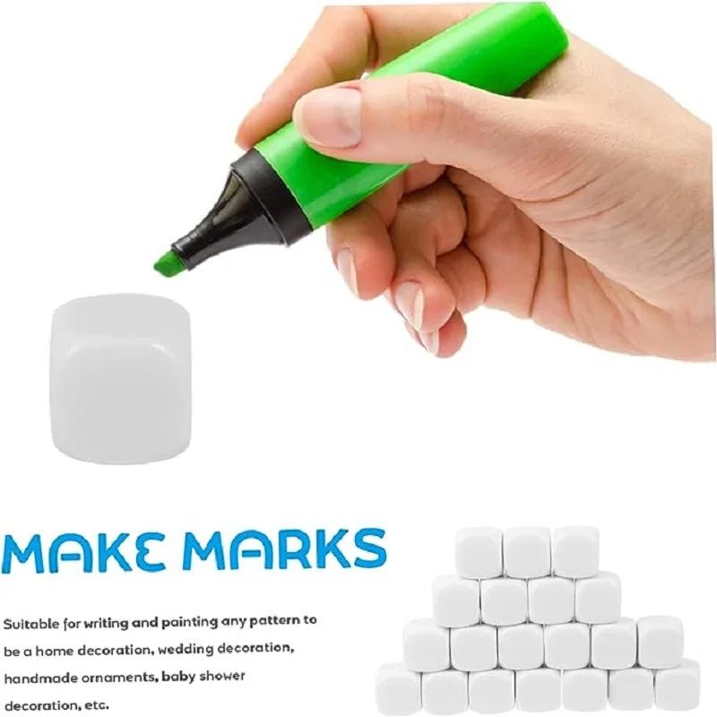 10Pcs 18mm D6 Round Corner Empty Acrylic White Blank Dice For DIY Board Game Write Painting Graffiti Props Educational Toys Tool