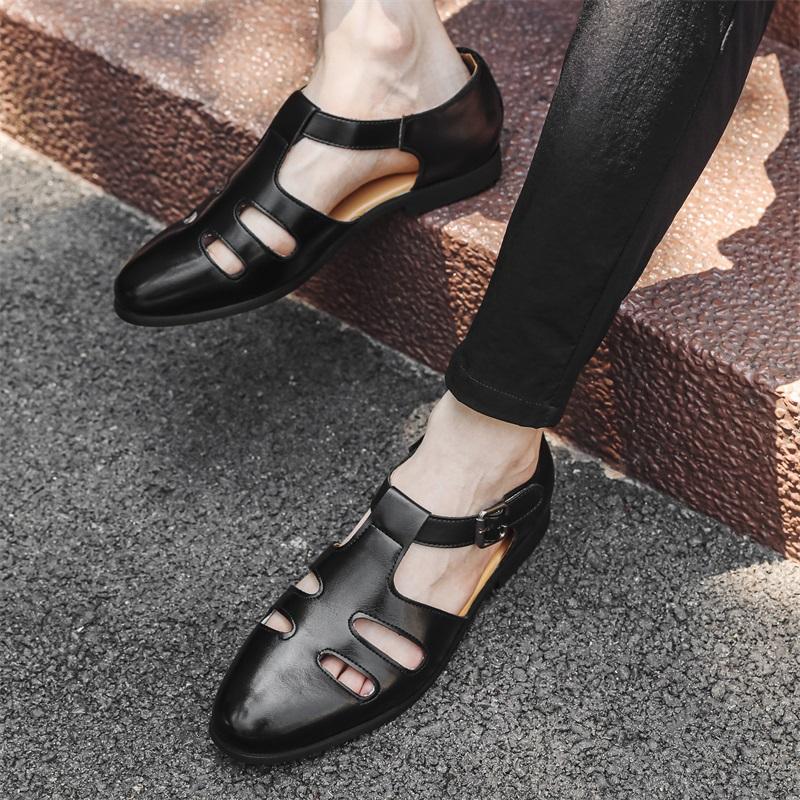 Summer Trend New Men's Gladiators Buckle Casual Shoes Breathable Beach Sandals Outdoor Slippers Black Brown Size 38-46