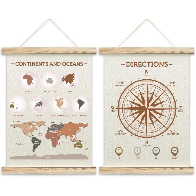 QUDNCR Alphabet Chart And Number Poster Hanger Frame, Educational Wall Art For Classroom Homeschool, Learning Posters For Kids Toddlers, Nursery