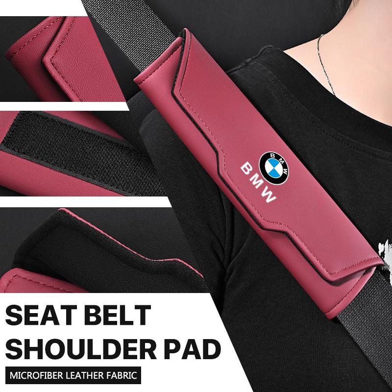 Leather Car Seat Belt Shoulder Pad with Velcro Belt Cushion for BMW 2 5 6 7 Series F20 G20 G30 X1 X3 X4 X5 X6 F15 G05 Sticker YTTG6