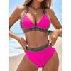 European & American High-end Lace Bikini: Women's Sexy Solid Color Split Swimsuit