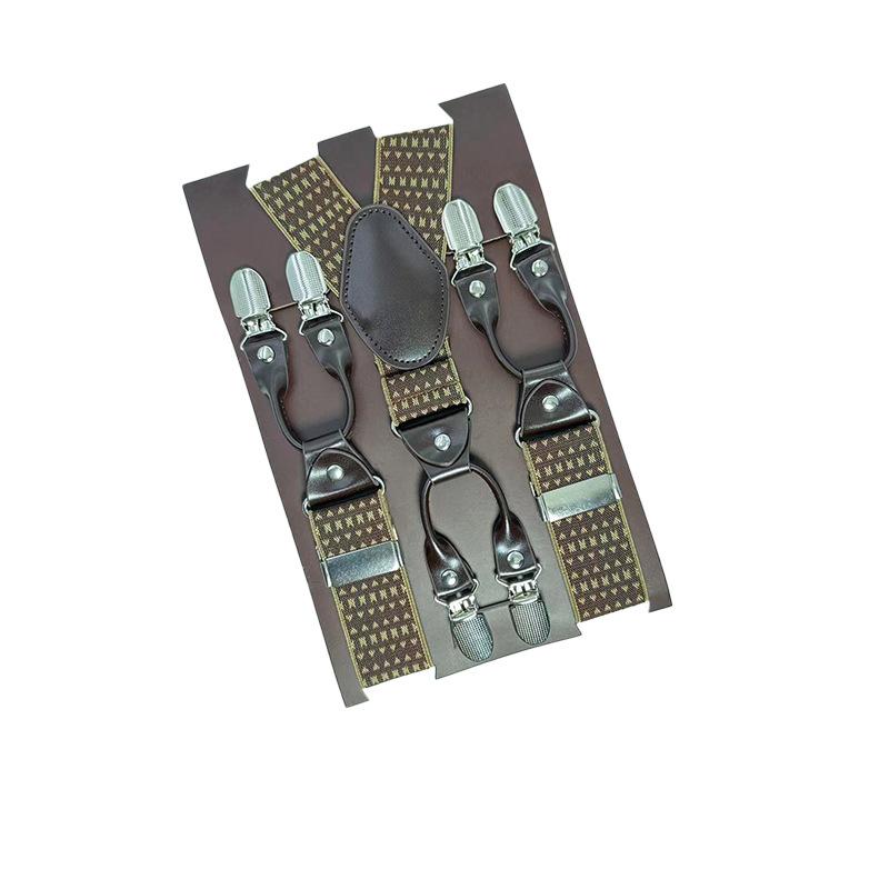 6 Clips Men'S Suspender Belt, Strap Thickened Elastic Belt, High-Quality Hardware Accessories