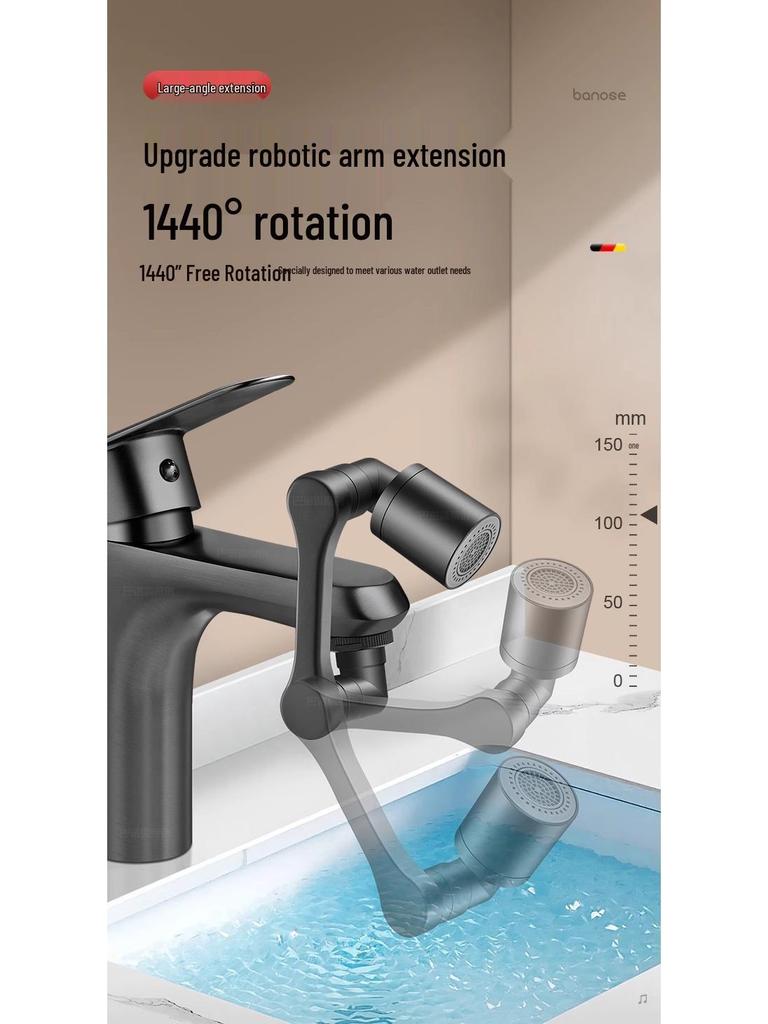 All-Copper Universal Rotating Faucet for Washbasins and Kitchens