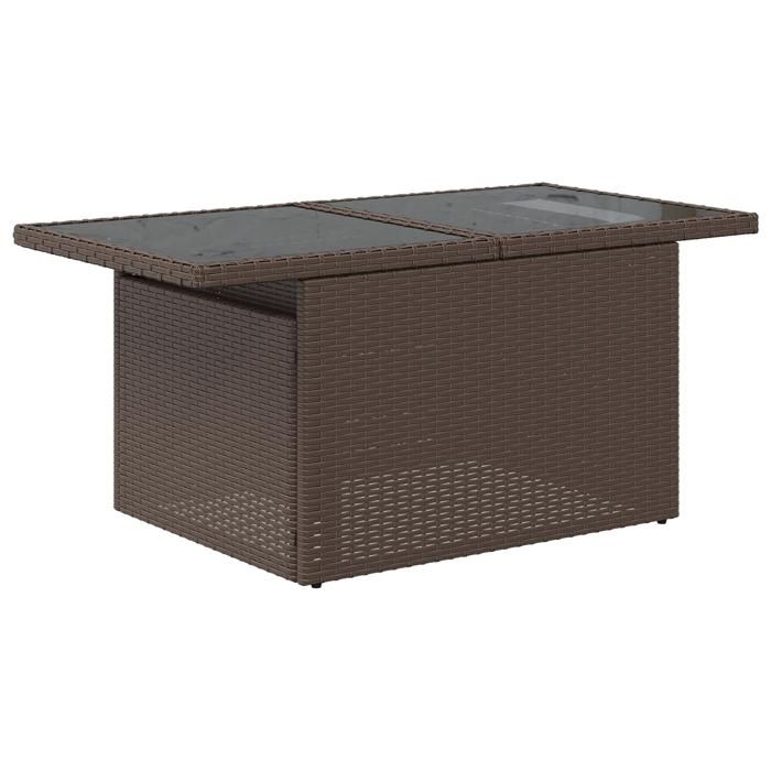 Ensemble de Canapés de Jardin de 10 Pièces avec Coussins Marron Poly Rattan, Canapé de Jardin 2 Places avec Rangement 3357081
