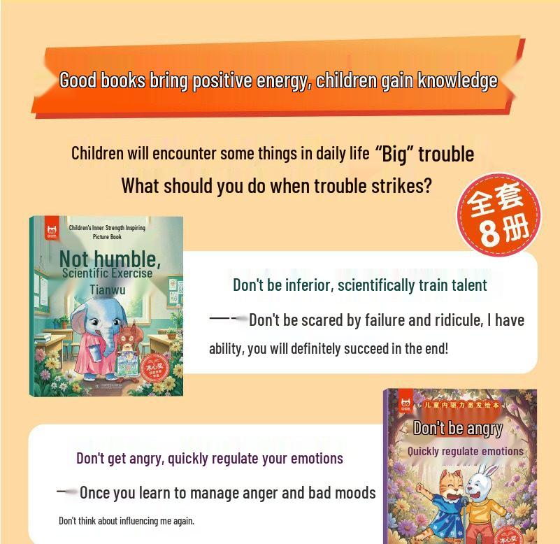 Children's Motivation Picture Books: 8-Volume Set by Award-Winning Authors for Mental Strength