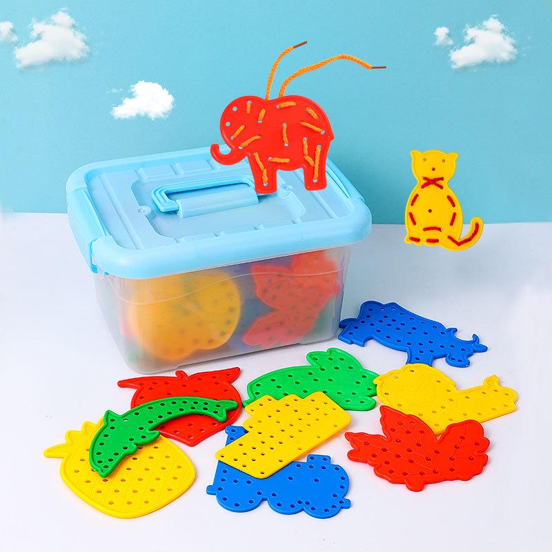 Tierische Schnürperlen für Kinder, Lernspielzeug zur Förderung der Feinmotorik