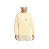 Nike Letter Print Crew Neck Long Sleeve Sweatshirt Unisex Tops Yellow FD0960-753