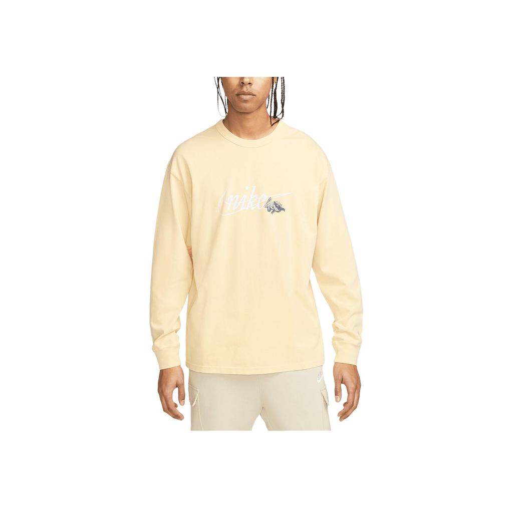 Nike Letter Print Crew Neck Long Sleeve Sweatshirt Unisex Tops Yellow FD0960-753