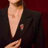 Enamel Rose and Snake Brooch with Rhinestones for Women Elegant Designs Lapel Pin for Business and Social Events