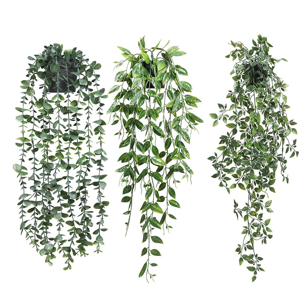 3Pcs/Set Hanging Potted Plant Simulation Eucalyptus Leaves Bonsai Home Decoration A