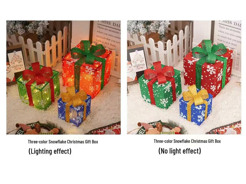 Christmas Gift Box Set: 3-Piece Fairy Light Decorations for Birthday Parties and Ornaments