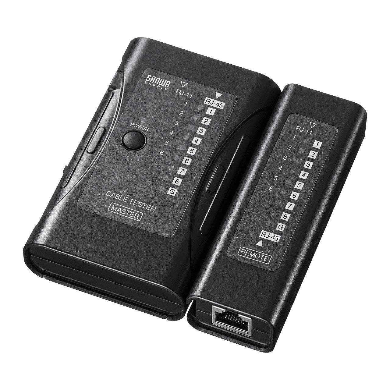 

Sanwa Supply LAN Tester, RJ-45 (LAN Cable)/RJ-11 (Modular Cable), Built-in LED Light, Detachable Base Unit and Handset, LAN-TST6