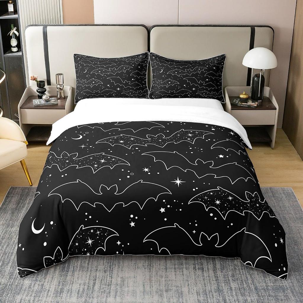 Bat Duvet Cover Set Gothic Style Wild Animal Comforter Cover for Kids Boys Girls Teens Bedroom Decor Full Queen King Bedding Set