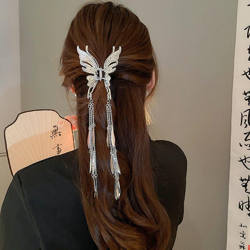 Long Butterfly Beaded Tassel Hair Clip For Women Fairy Temperament Sweet Princess Hairpin Hair Accessories