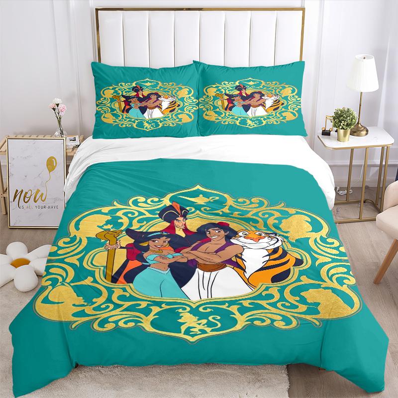 3pcs Aladdin and Friends Printed Quilt Set Soft and Comfortable Quilt Cover for Bedroom, Guest Room S003