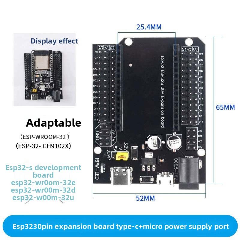 2pcs/32 Expansion Board V1 - TYPE-C/Micro Dual Power Supply, 30Pin Expansion Board for Electronic Projects
