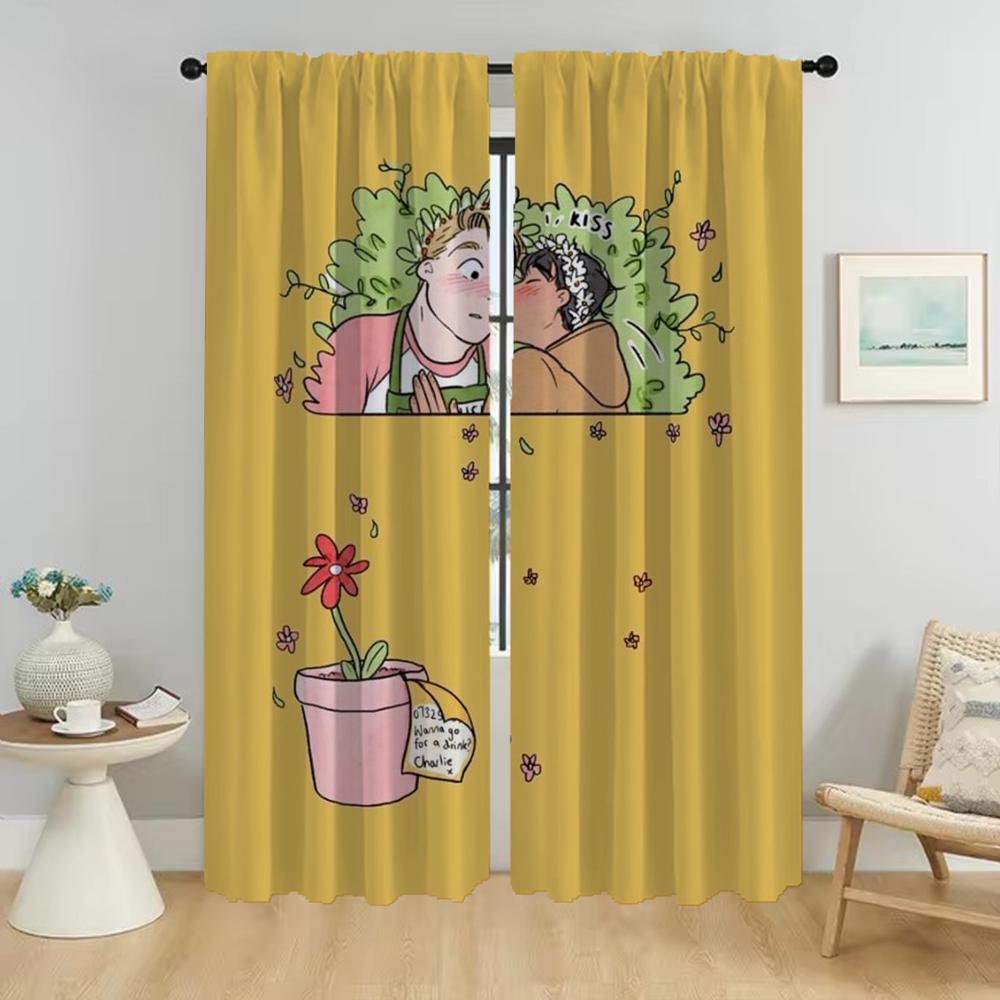 Gardiner för Sovrum Heartstopper Avskärmning Fönstergardin för Rum 2 Paneler Heminredningsgardiner Halloween Dekoration Persienner