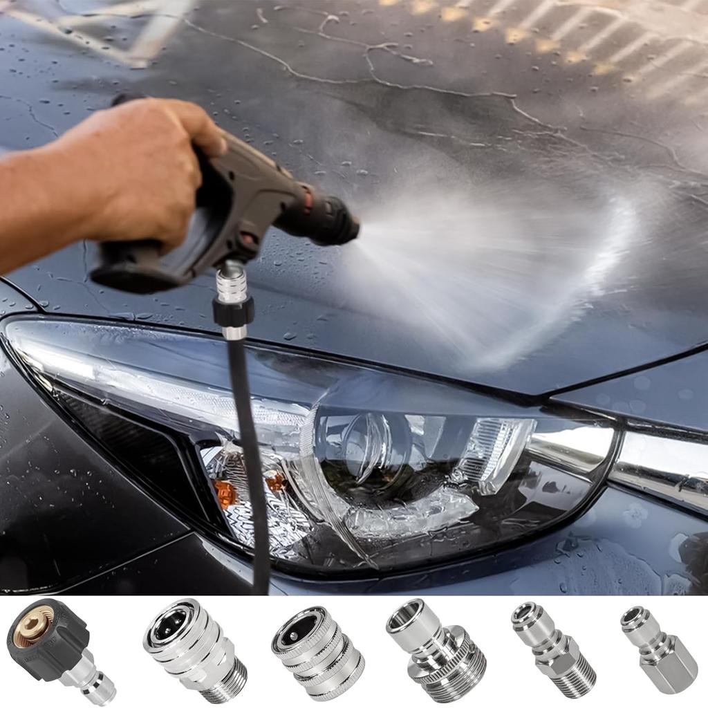10Pack Pressure Washer Quick Connect Fittings, Stainless Steel Pressure Washer Adapter Set, M22-14mm Swivel To 3/8" Quick Connect Kit, 3/4 Inch Quick